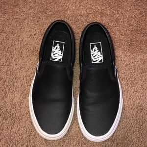 BLACK LEATHER SLIP ON VANS !